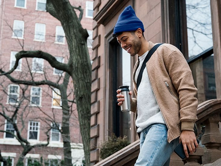 Man with schizophrenia leaves for work with a smile on his face