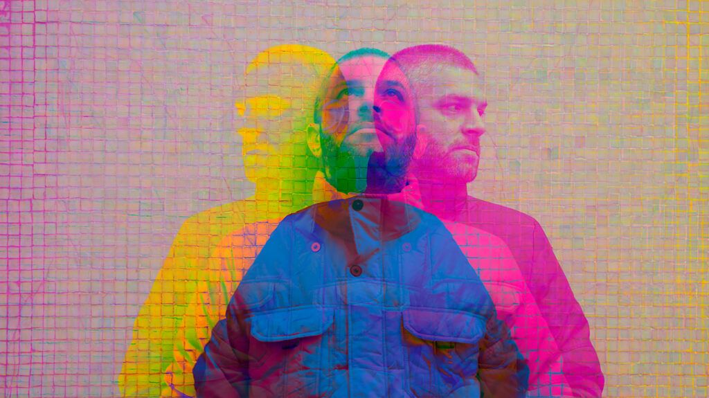 Multiple-exposure image of man against a wall to represent psychomotor agitation