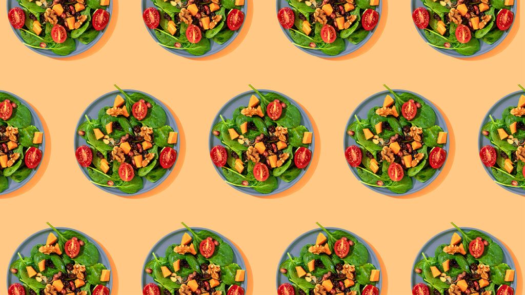 Plates of colorful vegetables