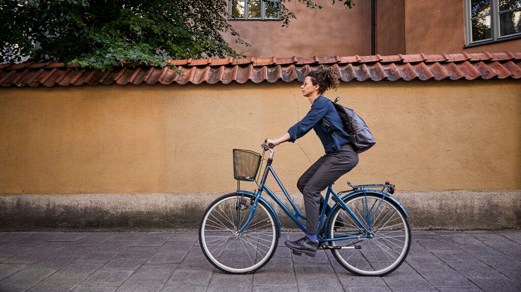 a person using implicit memory riding a bicycle